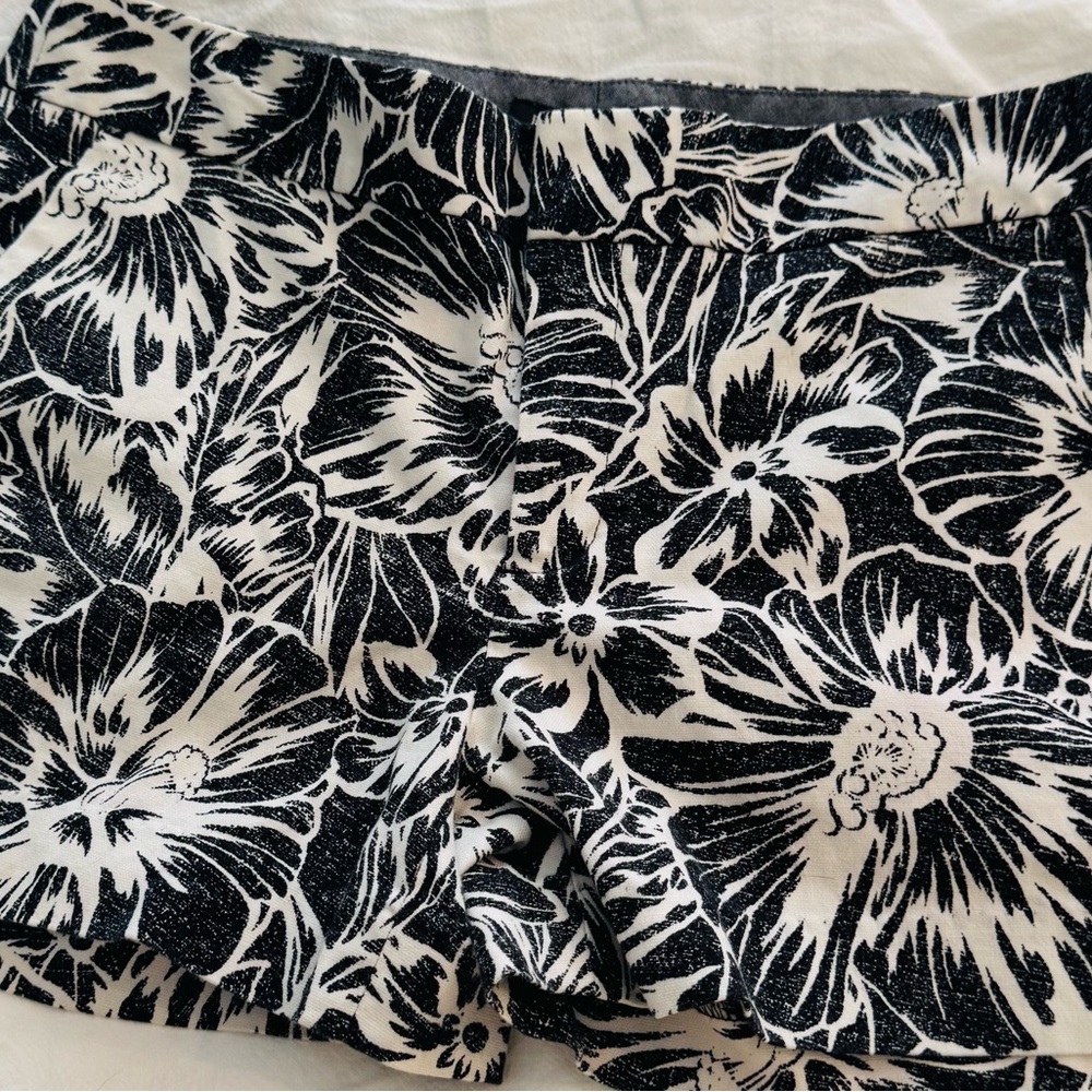 Banana Republic Black and White Floral Shorts